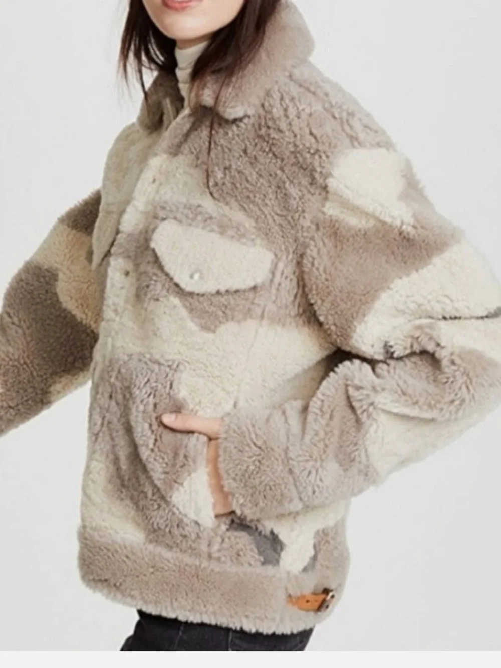 RAG & BONE sz XS Taupe and Cream Teddy Sherpa Jacket INCREDIBLE!!! - Picture 7 of 11